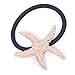 2Pcs Cute Metal Starfish Hair Band Bow Rope Elastic Ponytail Holder Hairband
