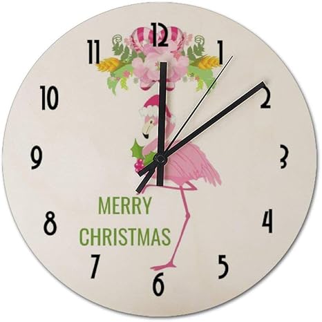 Amazon Co Jp Hayoe ピンク フラミンゴ 熱帯クリスマス 木製時計 直径25cm 壁掛け時計 リビング 時計 掛け時計 新築祝い 壁掛時計 おしゃれ 壁掛け クロック 掛時計 インテリア 飾り お洒落 ホーム キッチン