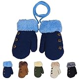 DZT1968® 1 Pair Winter Baby Cute Thick Gloves Mittens With String (0-12 Months)