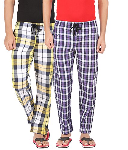joven pack of 2 men's cotton assorted checkered multicolor pyjama