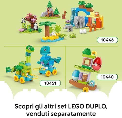 DUPLO Animali su Ruote 3 in 1 - Gioco Educativo in Mattoncini per Costruire un'Anatra o un Pesce o un Cane Giocattolo con Ruote e Maniglia - Regalo per Bambine e Bambini da 2 Anni in su - 10448