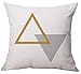 Modern Simple Geometric Style Soft Linen Burlap Square Decor Throw Pillow Covers, 18 x 18 Inches, Pack of 4 (Yellow)