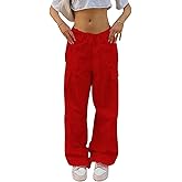 Neyaolk Parachute Pants for Women, Cargo Pants Women Baggy, Y2K Low Waist Wide Leg Baggy Relaxed Jogger Pants