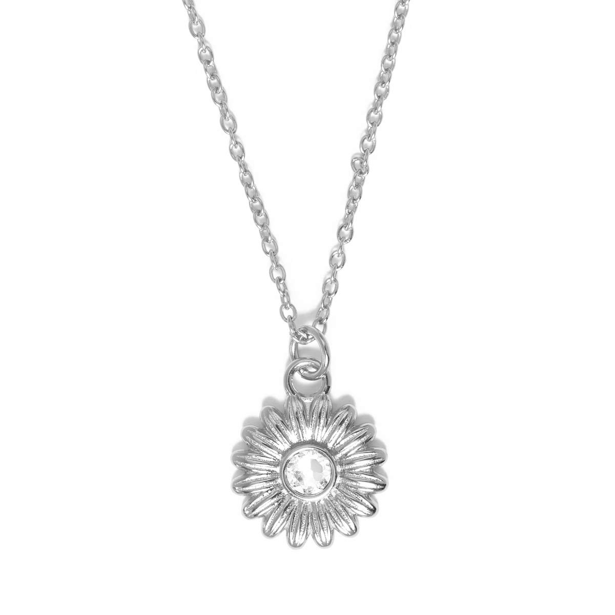 Annie Oak Womens 925 Silver Daisy Necklace Princess Length