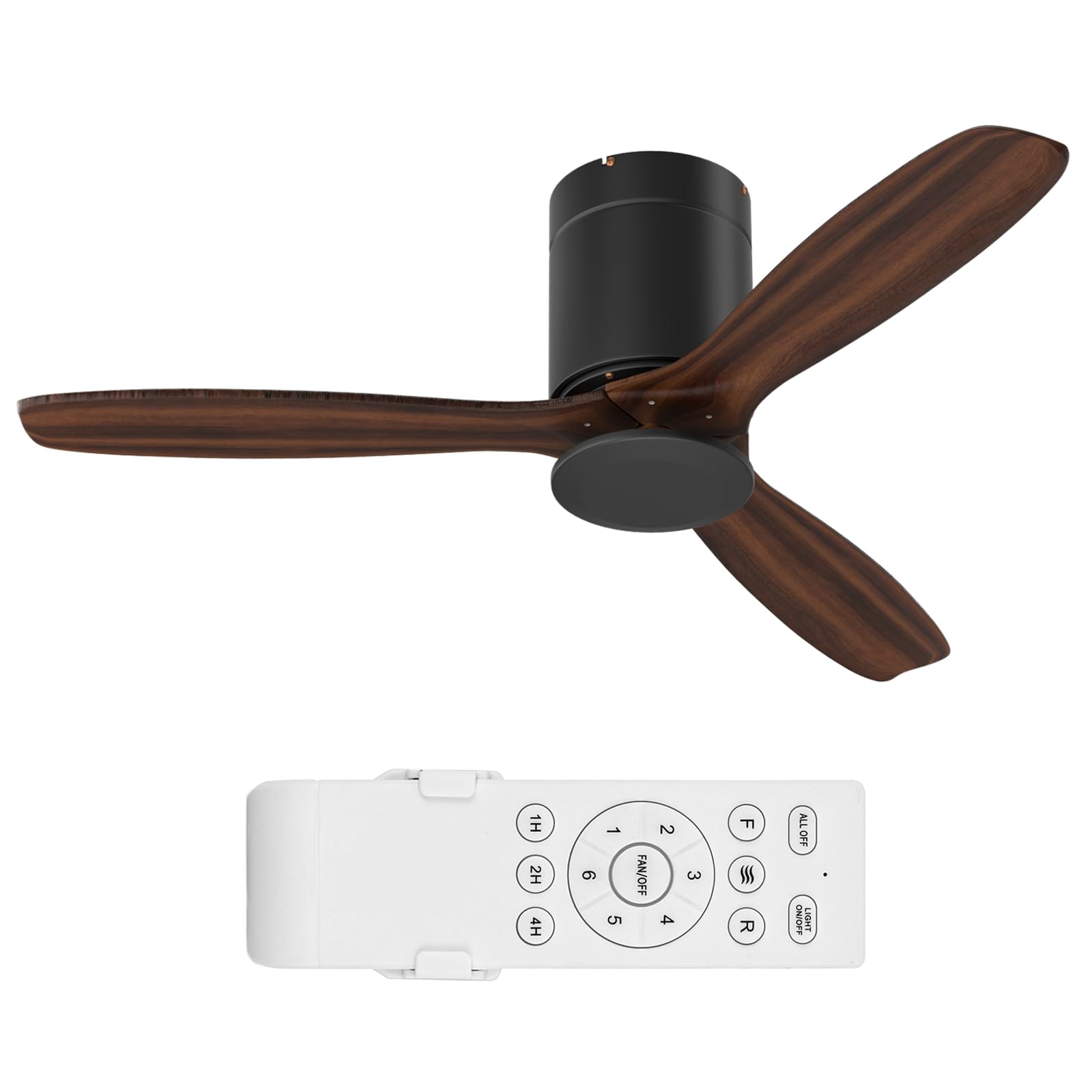 Photo 1 of Athena Collection Low Profile Ceiling Fan, 52" Modern Flush Mount Ceiling Fan with Remote Control and No Light, 6-speed and Timing Control Reversible DC Motor for Living Room Bedroom Garage, Black