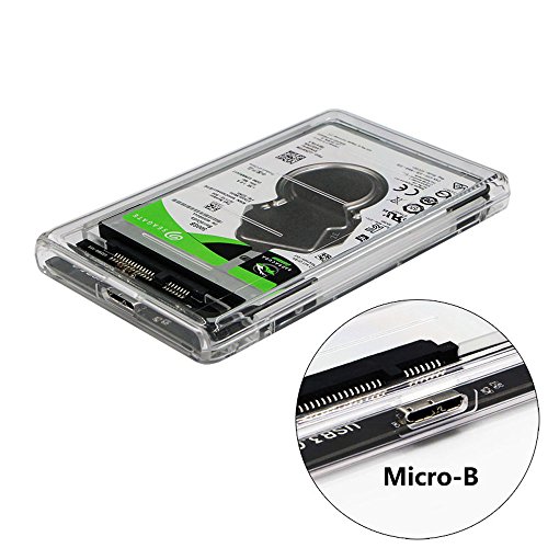 YSSHUI 2.5 External Hard Drive Disk Case SSD / HDD Caddy USB 3.0 Portable Solid State Hard Disk Enclosure Max 2TB Case Tool Free 5 Gbps Support UASP - Transparent - Thumbnail 2