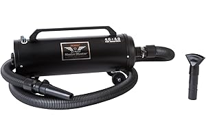 METROVAC MB-3 Air Force Blaster Pet Dryer, Professional Blower, Efficient Cleaner, 4.0 Peak HP Twin Fan Motors 120V, 10 Ft Commercial Hose, 2 Speed