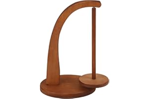 ARNZION Yarn Holder for Knitting and Crocheting, Large Size Magnetic Rotating Wooden Yarn Ball Dispenser, Anti-Slip Yarn Spinner with Metal Mechanism, Ideal Crochet Gift for Knitting Lovers（VINTAGE COLOR）