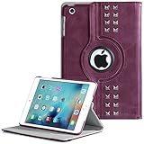 iPad Mini Case, iPad Mini 2 Case, iPad Mini 3 Case, BENTOBEN [Retro Studded] 360 Rotating Kickstand Smart Cover Auto Sleep and Wake Up Premium Faux Leather Protective Case for iPad Mini 1/2/3,Wine Red