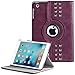 iPad Mini Case, iPad Mini 2 Case, iPad Mini 3 Case, BENTOBEN [Retro Studded] 360 Rotating Kickstand Smart Cover Auto Sleep and Wake Up Premium Faux Leather Protective Case for iPad Mini 1/2/3,Wine Red