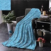 SSKJTC Mathematics Classroom Black Throw Blanket Double-Sided Printing Blue White Livingroom Couch Bed Camping Picnic W50 xL60