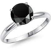Gem Stone King 14K White Gold Round 8MM Gemstone Birthstone Solitaire Engagement Ring | Wedding Engagement Anniversary Promise Gold Ring For Women | Available In Size 5, 6, 7, 8, 9