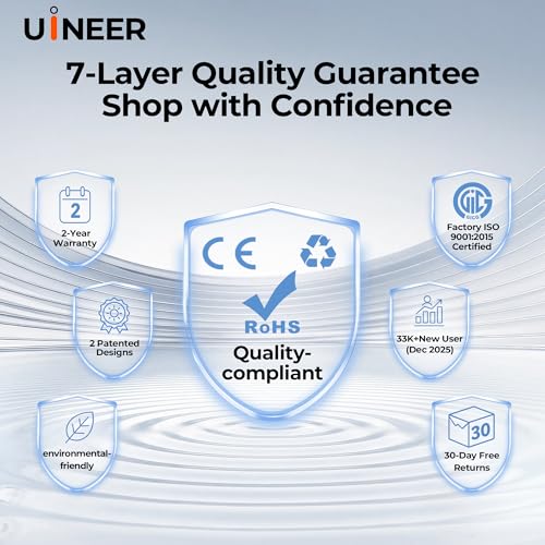 Uineer Wireless Ergonomic Mouse, Bluetooth Mice (BT4.0/5.0 and 2.4G) Rechargeable Vertical Mouse, 3 Multi-Device Connectivity for PC/Mac/Laptop/Computer, 4 DPI Quiet Clicks for Office, Home-Black