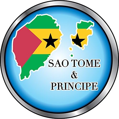 Sao Tome &amp; Principe Map Flag Silver Medal Home Decal Vinyl Sticker 12'' X 12''