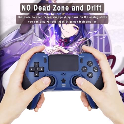 Wireless Pro Controller for PS4 Controller, Game Controller Compatible with Playstation 4/Slim/Pro/PC,Built-in 800mAh Rechargeable Battery/Responsive Joystick and Buttons/Audio/Turbo (Blue & Black)