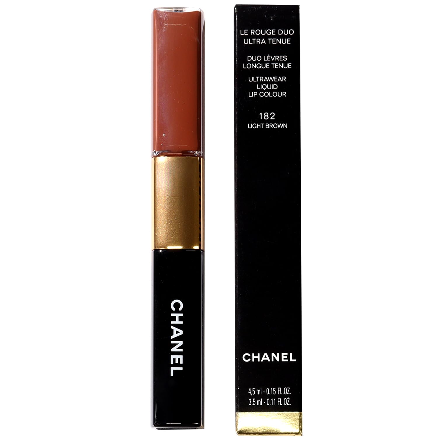 [Pre-Wrapped/With Shop Bag] Chanel Le Rouge Duo Ultra Tenue Lip Lipstick Lip Gloss (182, Light Brown) (Pre-Wrapped/Includes Shop Bag)