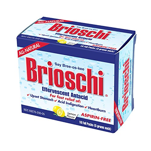 Brioschi Effervescent Antacid Single Serving Travel Packets Aspirin