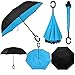 Rainlax Inverted Umbrella Double Layer Windproof Anti UV Protection Umbrellas for Car Rain Outdoor with C-Shaped Handle(Blue)