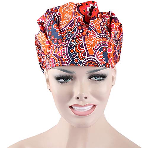 QiaTi Women Scrub Hats with Sweatband Adjustable Cotton Bouffant Cap Doctor Scrub Cap Free Size (Style Set 2) - Thumbnail 2