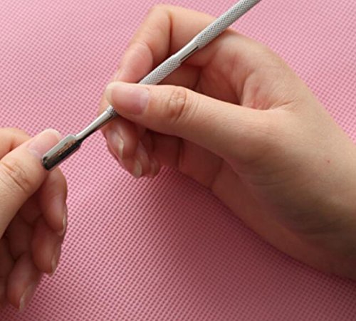 Double-Ended Cuticle Pusher Stainless Steel Cuticle Trimmer Remover (Color : Silver)