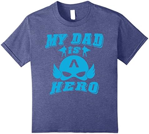Kids MY DAD IS SUPER HERO T-SHIRT  8 Heather Blue