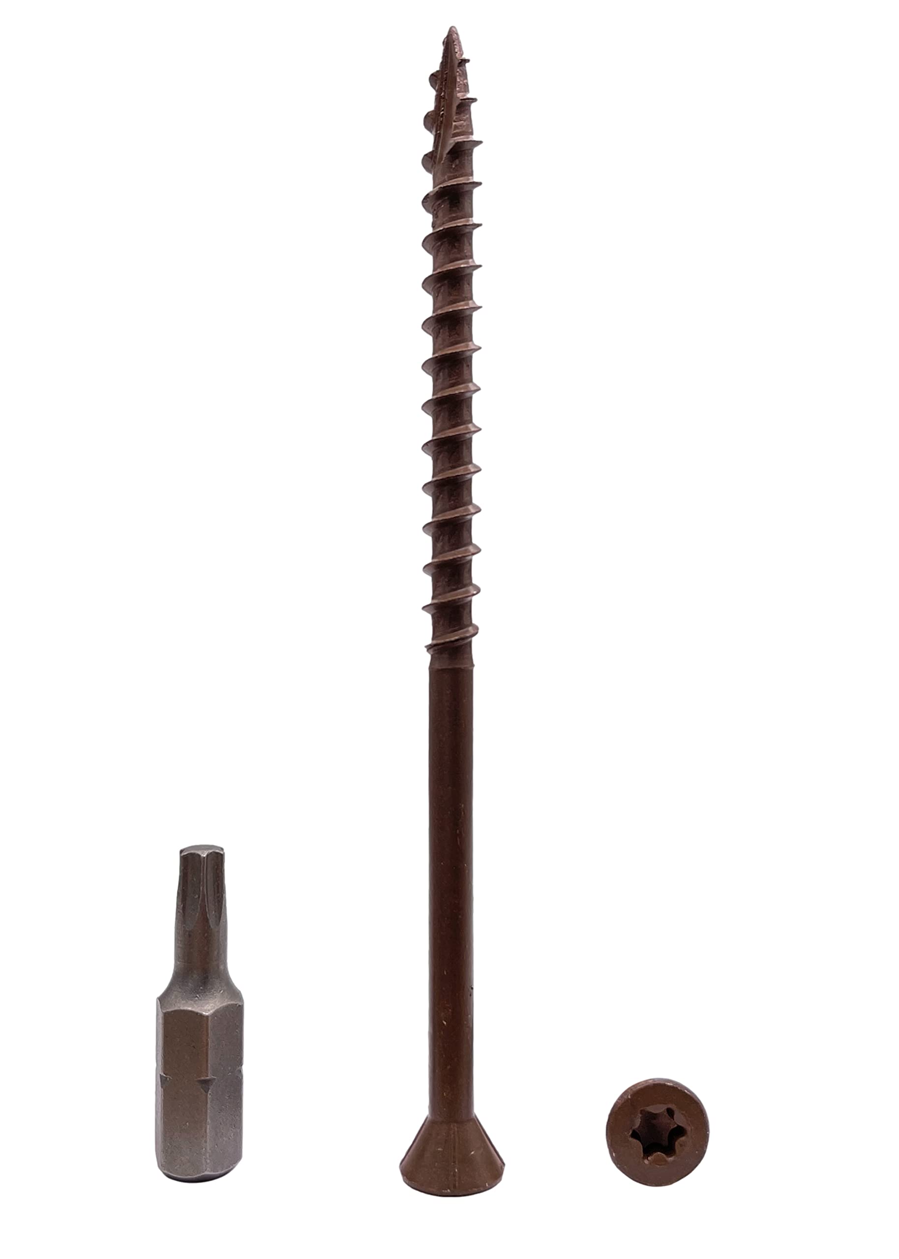 (Pack of 50 pcs) Brown Anti-corrosion Finish 4.8 x 90 mm Timber Decking Screws, Wood Screws, Torx Head, Type 17, Countersunk Head, Exterior Screw (50, 4.8 x 90 mm)