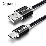 USB Type C Cable (2 Pack 3.3ft,6.6ft), Techsea Nylon Braided USB C to USB A Charging Cable, for Samsung Galaxy S8/S8 Plus, LG G5/G6/V20, Nexus 5X/6P, Pixel XL, Nintendo Switch, GoPro5 (Black)
