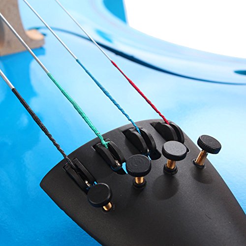LYKOS 4/4 Acoustic Cello + Case + Bow + Rosin Wood Color Beautiful Varnish Finishing (Blue) - Thumbnail 6
