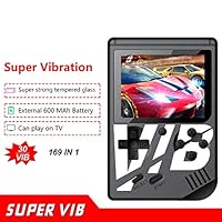MJKJ Handheld Game Console , 3 Inch Screen 169 Classic Games (30 Vibration Games) , Portable Retro Video Game Console Can Play on TV , Birthday Gifts for Kids and Adult - Black