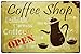 ERLOOD Coffee Shop We are 24/7 Open Vintage Tin Sign Wall Decor 20 X 30 cm