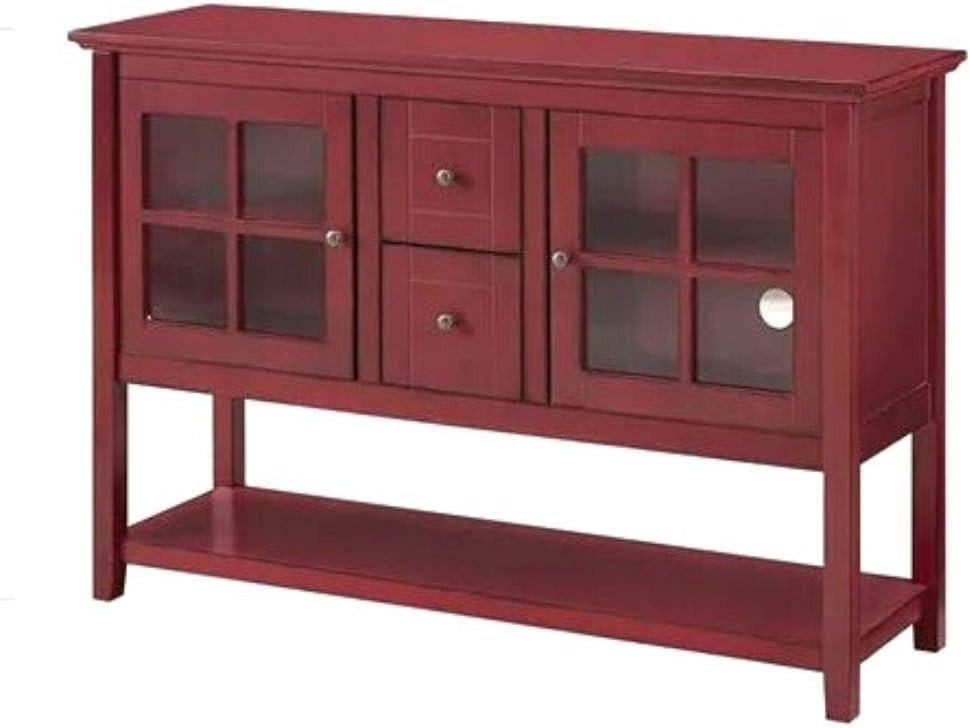 Credenza Sideboard Buffet Red Media Storage Hall Console