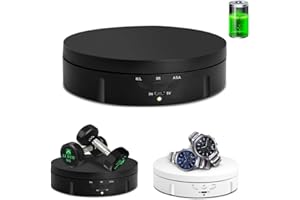 JAYEGT Motorized Rotating Display Stand, 5.74inch /22lbs Load, 360 Degree Electronic Turntable Display Stand for Photography Products Shows , Jewelry, Watch, 3D Models, Cake (Black/Button Control/rechargeable)