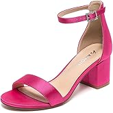 Amoji Women's 2.5 Inch Low Heel Ankle Strap Dressy Sandals 301