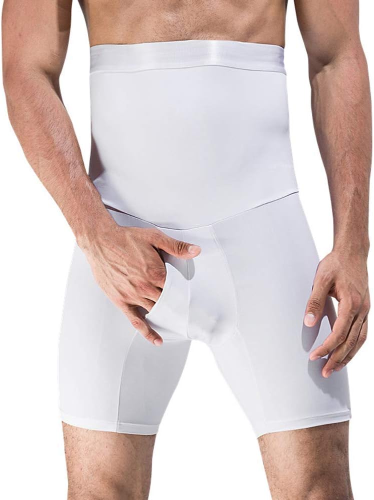 Tradtrust Men Ultra Lift Body Slimming Brief Shaper Abdomen Control Shorts High Waist Slimming Underwear Belly Control Panties White