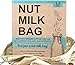 Nut Milk Bag - Certified Organic Cotton | Reusable Unbleached Natural Cheesecloth Strainer For Almond Milk, Juicing & Cold Brew Coffee | 12”X12” Commercial Food Grade Filter
