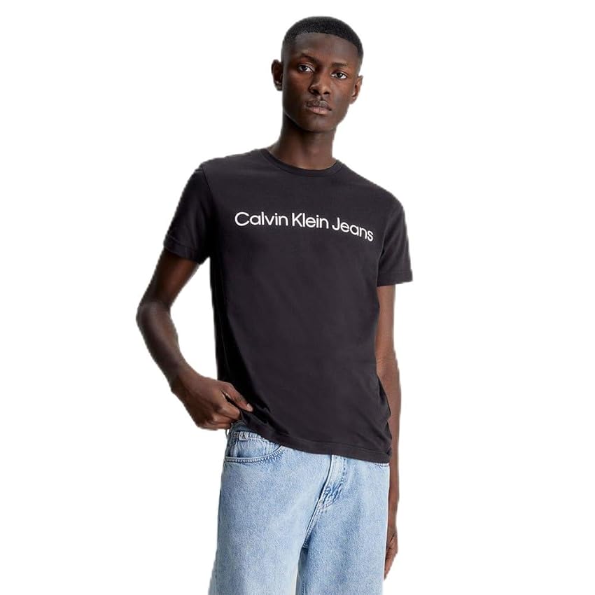 Calvin Klein Uomo T-Shirt Maniche Corte Core Institutional Logo Slim Tee Scollo Rotondo