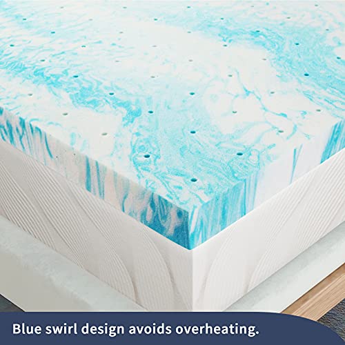 Milemont Mattress Topper Full, 2 Inch Cool Swirl Gel Memory Foam Topper