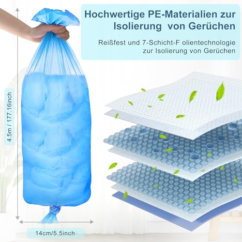 PARPAT 12 Piece Anti-Odor Refill Bag for Baby Diaper Bin, 4.5 m Rubbish Diaper Baby Refills Compatible with Most Diapers (12)