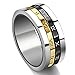 Gold Silvery Black Spinner Stainless Steel Roman Numerals Mens Womens Ring, Size 