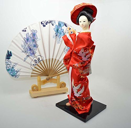 Japanese Doll - Geisha &amp; Japanese style fan- 30cm/11.8" tall - Asian Doll - GD042