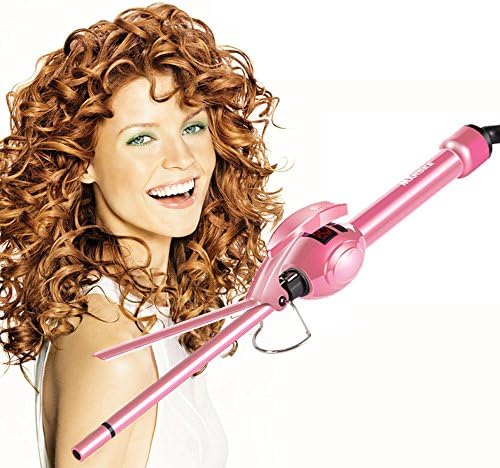 MARSKE Hair Iron, Curling Iron Wand Professional Super Tourmaline Ceramic Barrel Small Slim Tongs for Short and Long Hair (Pink)