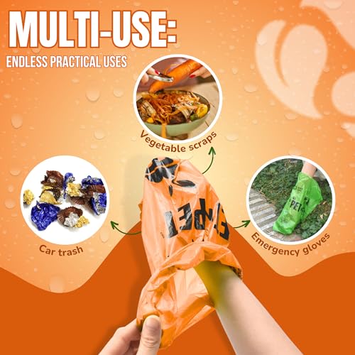 PET N PET 1080 Count Poo Bags Dogs USDA Certified 41% Plant based 72 Thick Dog Poop Bags Rolls 9x13 Leak-Proof Orange Unscented