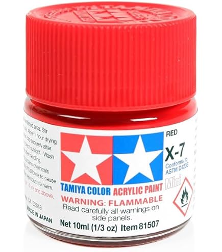 Amazon.com: TAMIYA Acrylic Mini XF7 Flat Red TAM81707 Plastics