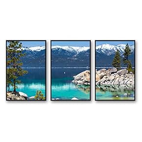 3 Piece Framed Canvas Wall Art for Living Room, Bedroom Lake Tahoe Canvas Prints for Modern Home Decoration Ready to Hang - 16"x24"x3 Panels