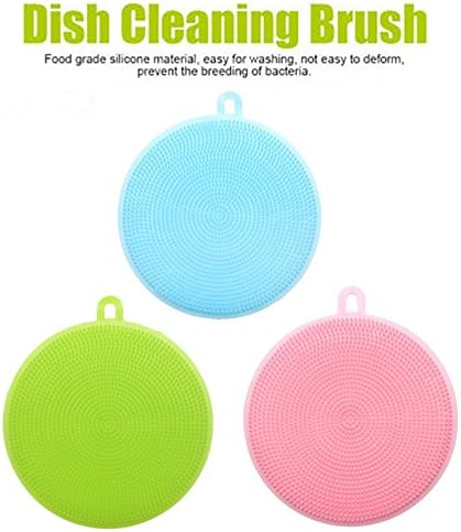 Cleaning Sponge,TOPNICES Food-Grade Antibacterial Silicone Non Stick Dish Scrubber, Multipurpose Dish Washing Brush for Kitchen,Wash Bowl Plate Fruit and Vegetable,Wash Body and Make Up Face (3pack)