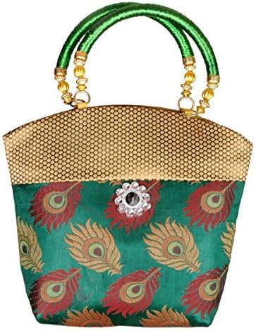 Ratash Green Hand Bag Mor Pankh print