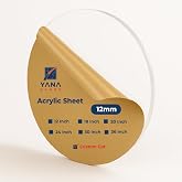 Yana Custom Cut to Size Clear Round Acrylic Disc 1/2 Inch Thick (12mm) - Circle Plexiglass Sheet Cut to Your Exact Diameter - Shatter-Resistant Acrylic for Table Tops, Cake Displays, Crafts