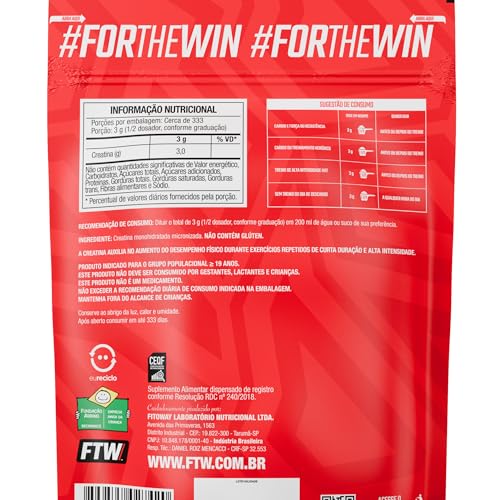 Creatina Pura1KG Refil Monohidratada FTW - Sem sabor Explosão de Energia, Força e Resistência - Absorção Rápida para Ganho de Massa e Performance
