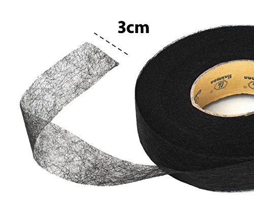 70 yards/Roll Double faced Sided Adhesive Fabric Tape Lining 1cm 2cm 3cm Black White DIY Accessories Project Ideas (Black, 3cm)