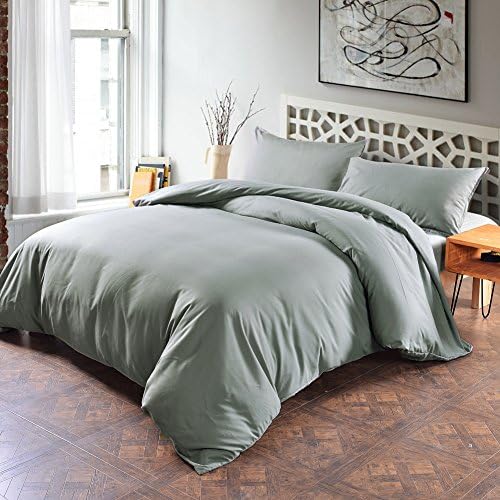 Lightweight Microfiber Duvet Cover Set With Zipper Close,Reversible Color Design (Queen,Light gray) Soft Comfortable 3 Piece (1 Duvet Cover +2 Pillow Shams) by SORMAG